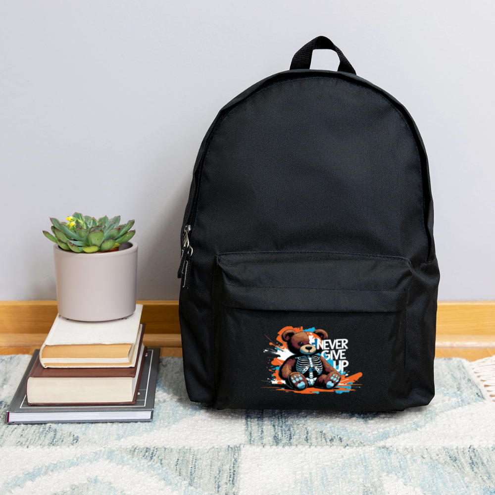 Never Give UP Teddy Rucksack - Schwarz