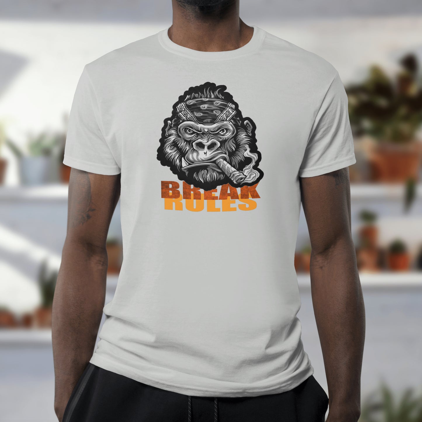 Rauchender Affe Break Rules Klassisches Unisex T-Shirt mit Rundhalsausschnitt