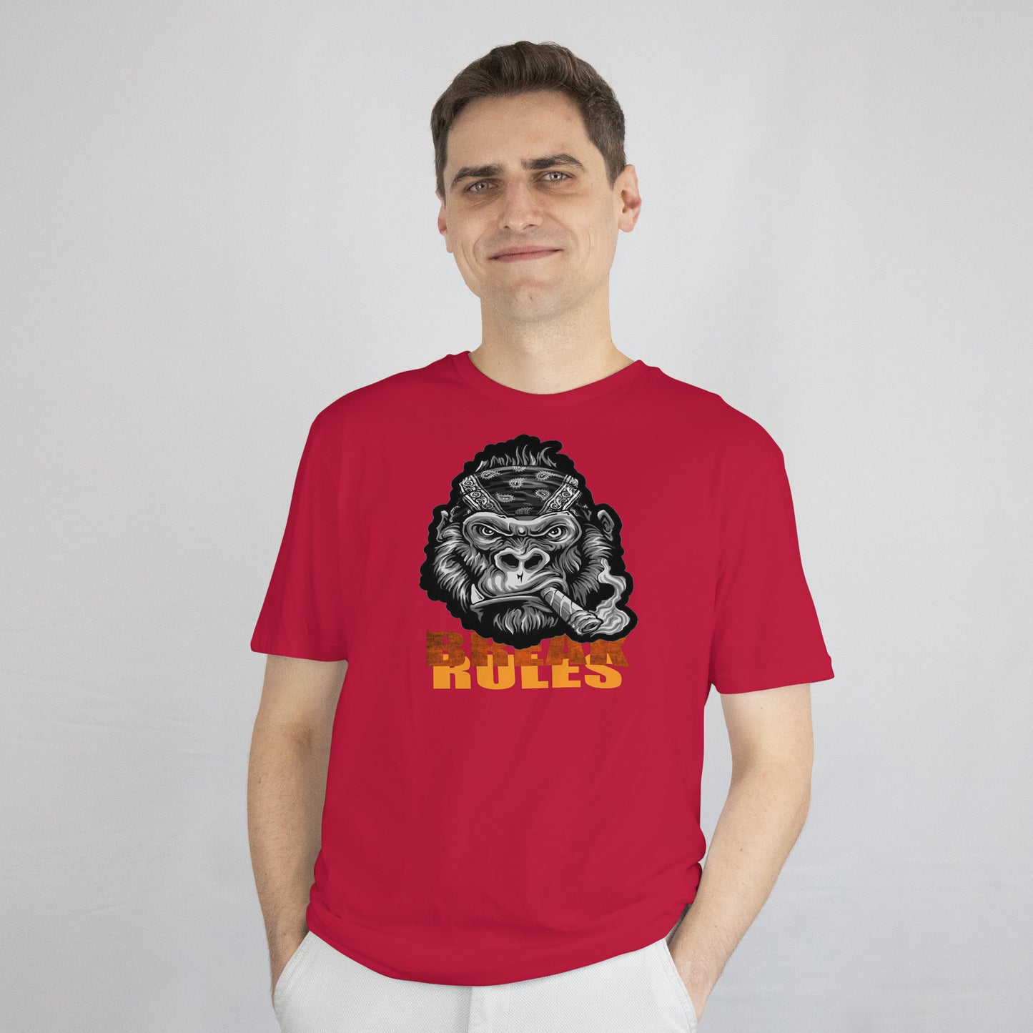 Rauchender Affe Break Rules Klassisches Unisex T-Shirt mit Rundhalsausschnitt