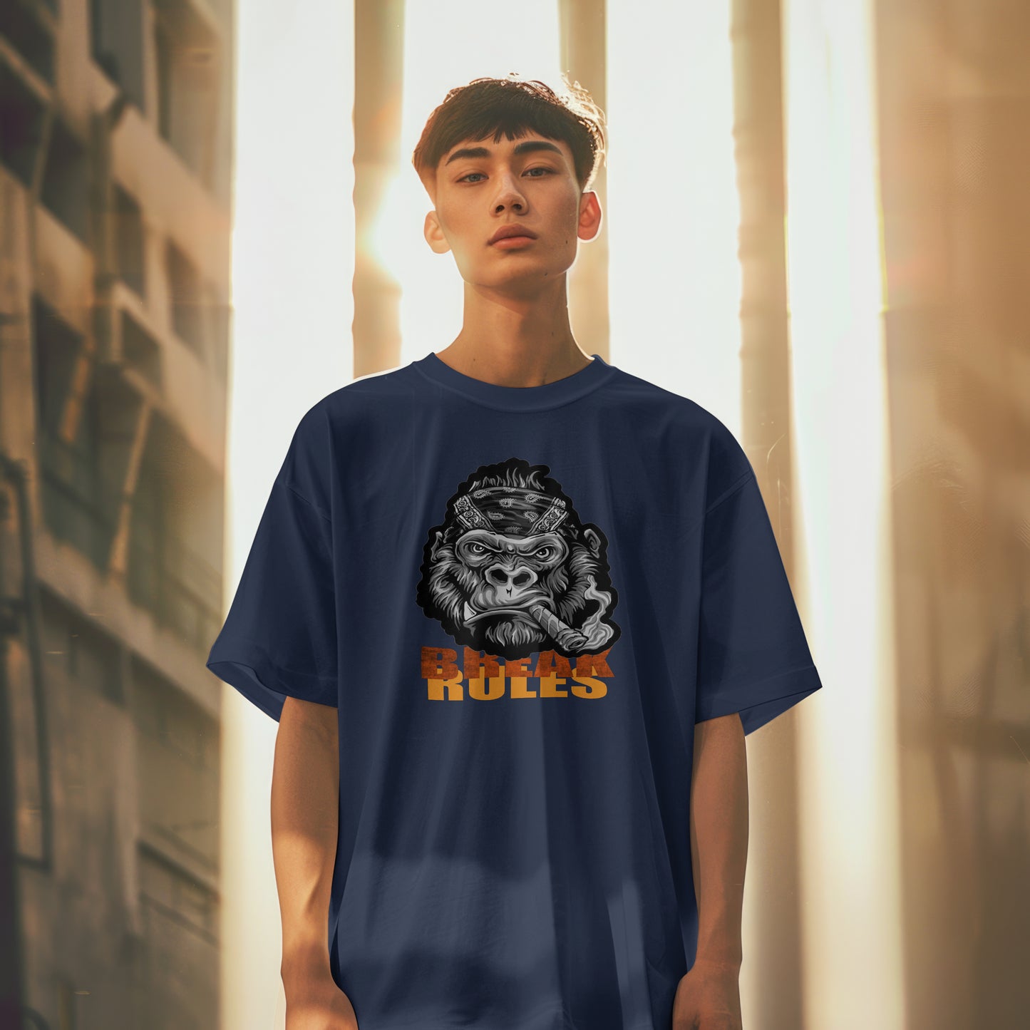 Rauchender Affe Break Rules Klassisches Unisex T-Shirt mit Rundhalsausschnitt