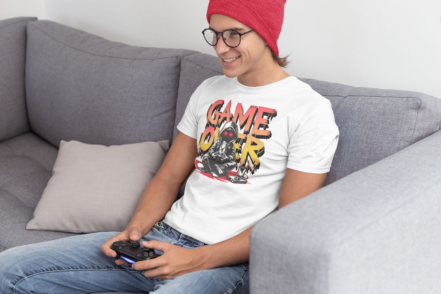 Game Over Premium Unisex T-Shirt mit Rundhalsausschnitt