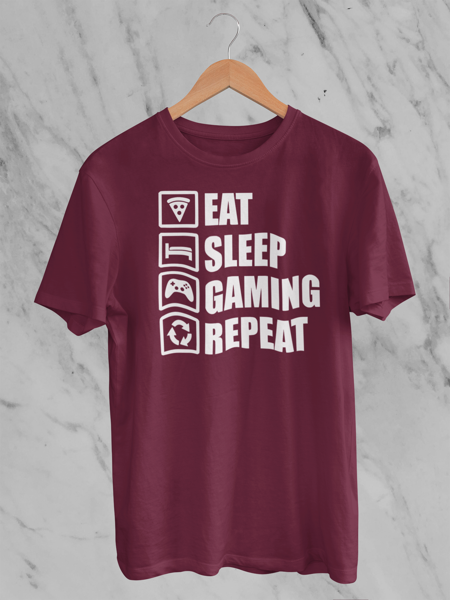 EAT SLEEP GAMING REPEAT Premium Unisex T-Shirt mit Rundhalsausschnitt Girls & Boys