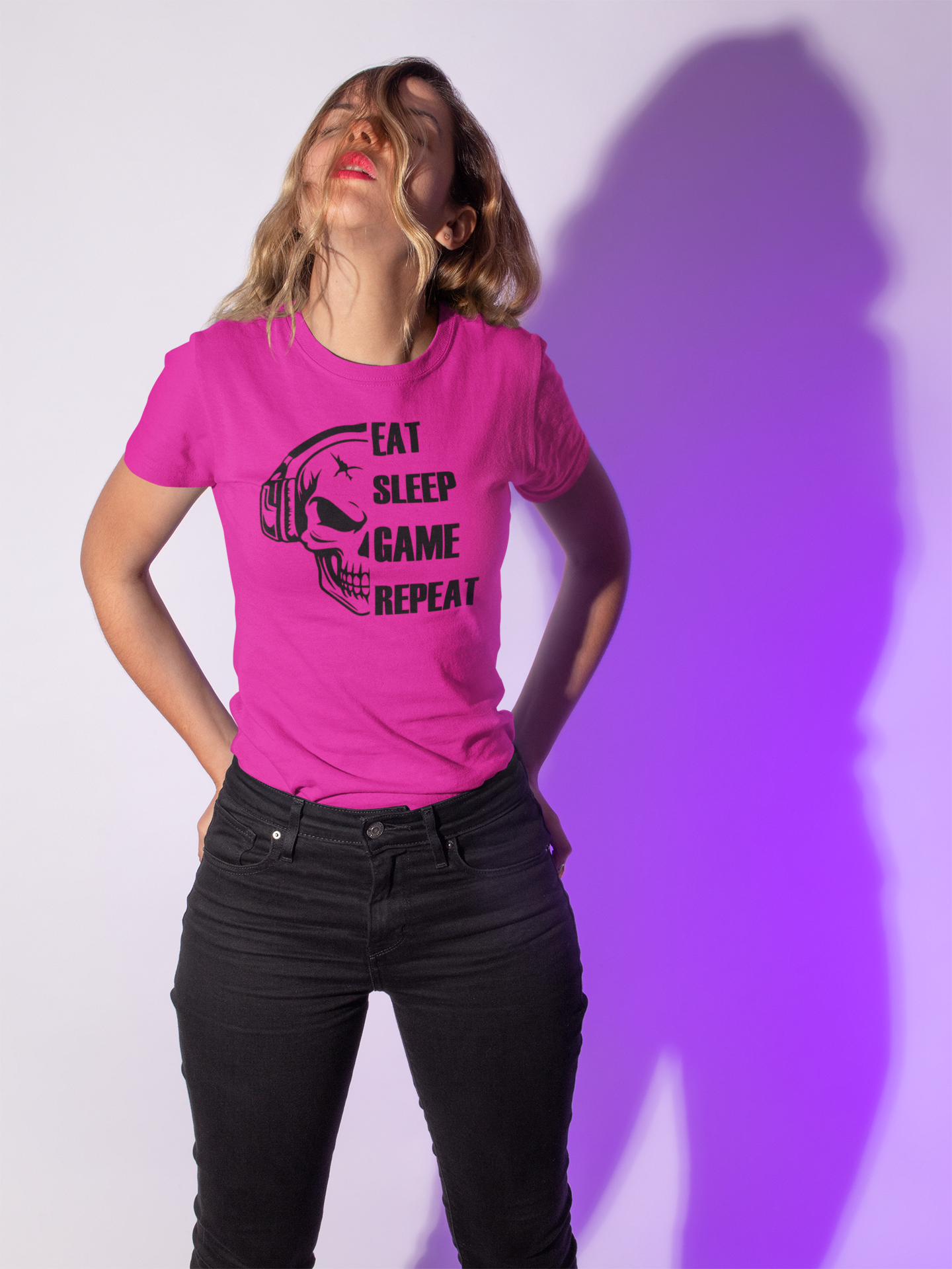 EAT SLEEP Totenkopf Premium Unisex T-Shirt mit Rundhalsausschnitt Girls & Boys