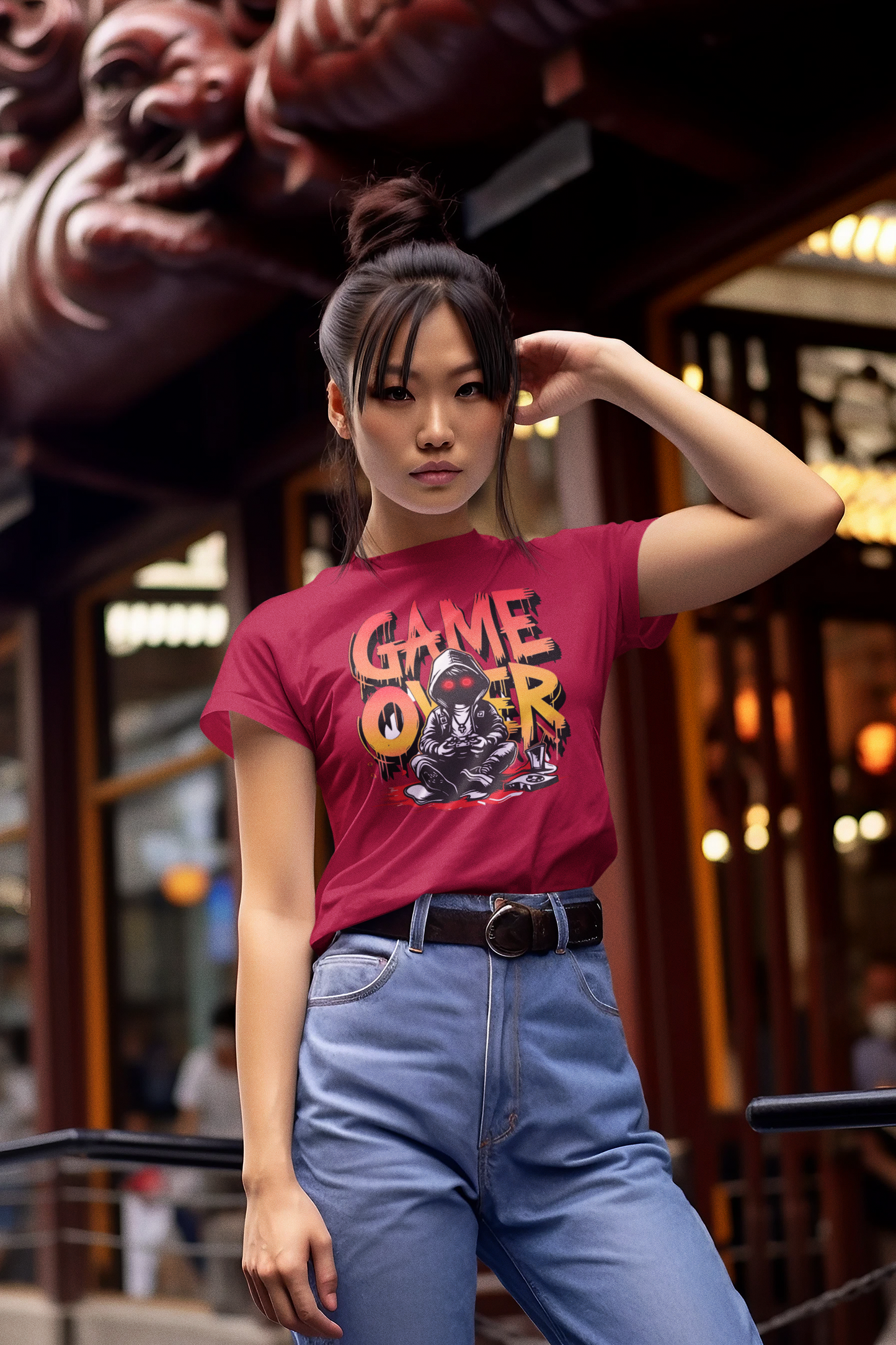 Game Over Premium Unisex T-Shirt mit Rundhalsausschnitt