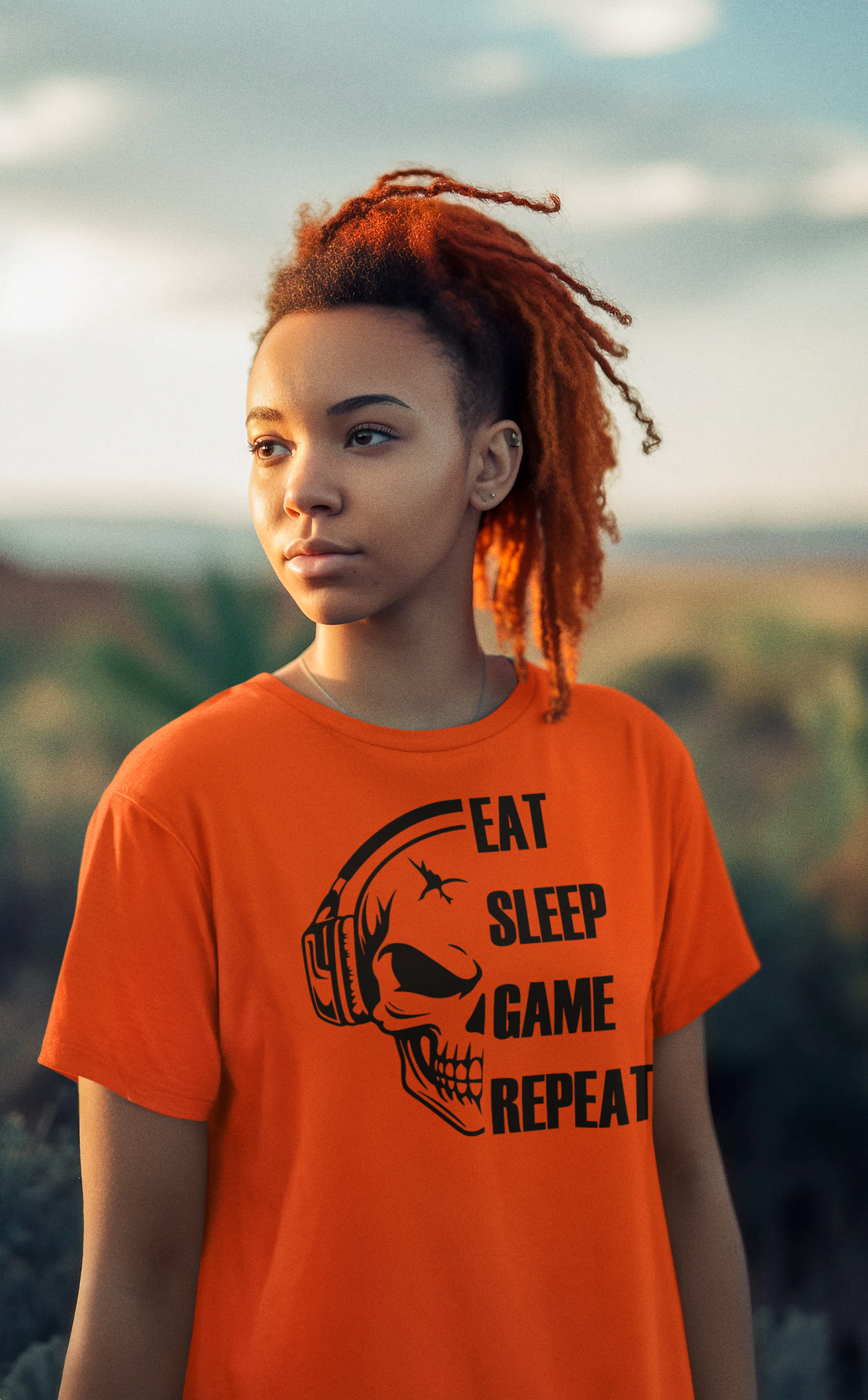 EAT SLEEP Totenkopf Premium Unisex T-Shirt mit Rundhalsausschnitt Girls & Boys