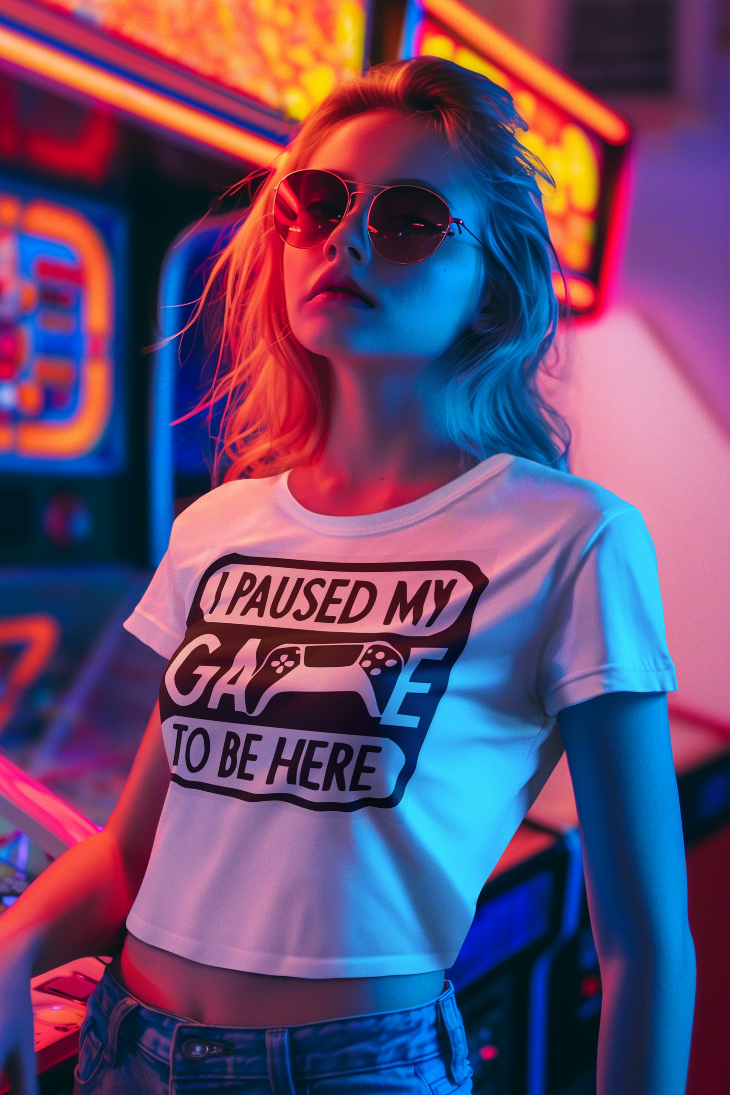 I PAUSED MY GAME TO BE HERE Premium Unisex T-Shirt mit Rundhalsausschnitt